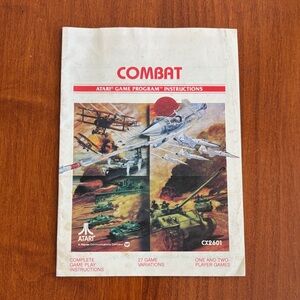 Atari Combat Game Manual - Vintage Combat Instructions